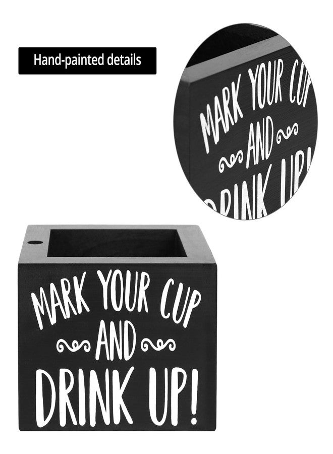 QWORK Disposable Cup Holder with Marker Slot - Solid Wood, Wooden Party Cup Holder, Drink Caddy Dispenser Organizer Drink Up Cup Holder for Kitchen, Parties, Bathrooms, Housewarming Party Decor - Image 3