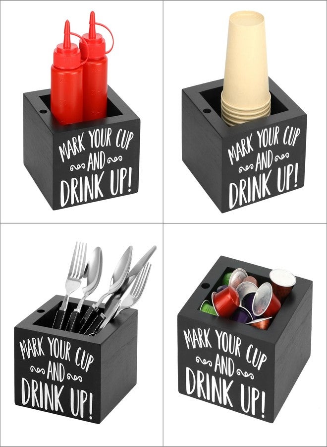 QWORK Disposable Cup Holder with Marker Slot - Solid Wood, Wooden Party Cup Holder, Drink Caddy Dispenser Organizer Drink Up Cup Holder for Kitchen, Parties, Bathrooms, Housewarming Party Decor - Image 5
