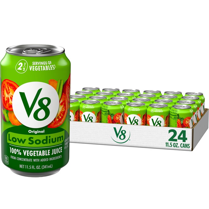 V8 عصير في 8 منخفض الصوديوم أصلي 100% من الخضروات 115 أوقية سائلة علبة 24 عبوة - Image 3