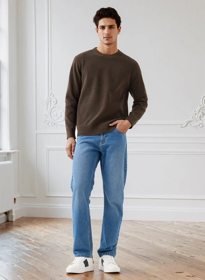 Splash FAV Men's Crew Neck Textured Sweater