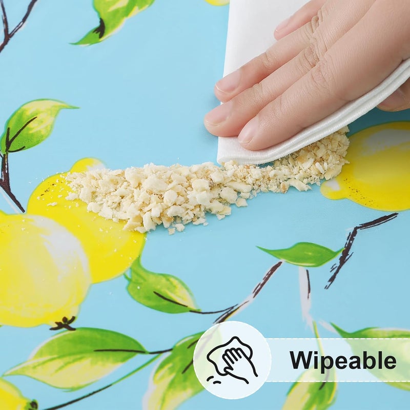misaya Rectangle Vinyl Tablecloth, Fitted Table Cover, 100% Waterproof, Elastic Edge, Flannel Backing, Plastic Table Cloth Fit 5 Foot Folding Tables for Picnic, Camping, Outdoor (Lemon, 30x60 inch) - Image 4