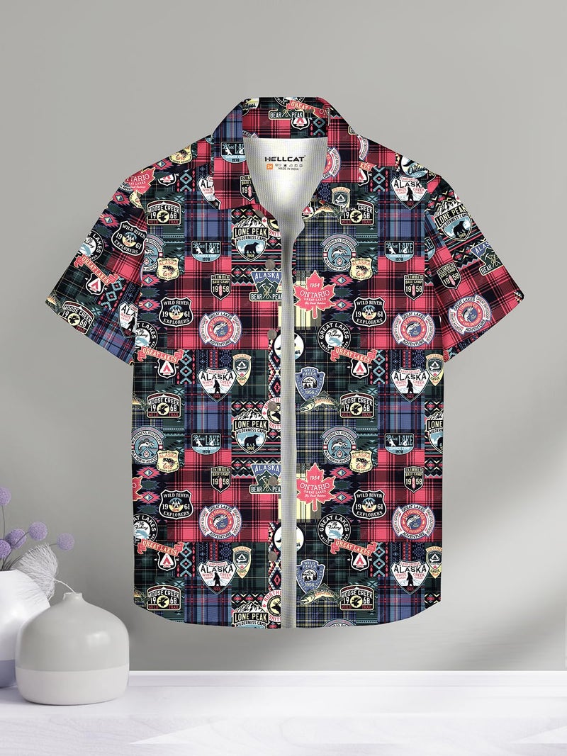 HELLCAT Trendy Regular Fit Printed Causal Half Sleeve Shirt for Boys Green4 13-14 Years - Image 2