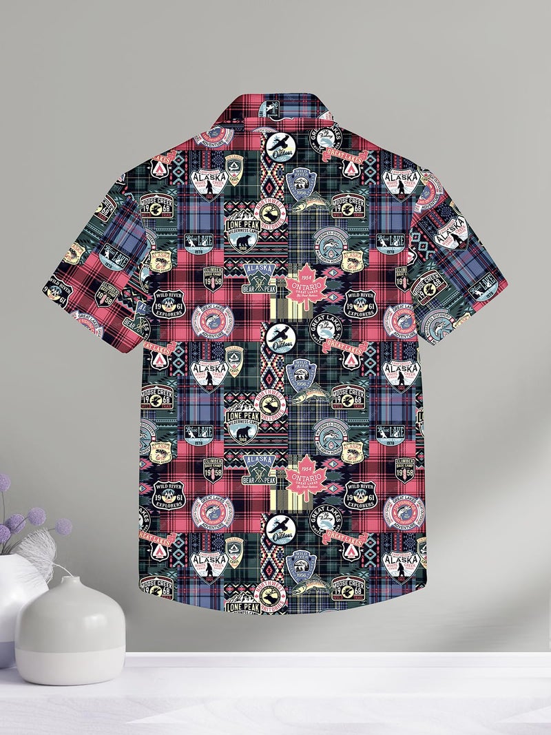HELLCAT Trendy Regular Fit Printed Causal Half Sleeve Shirt for Boys Green4 13-14 Years - Image 3