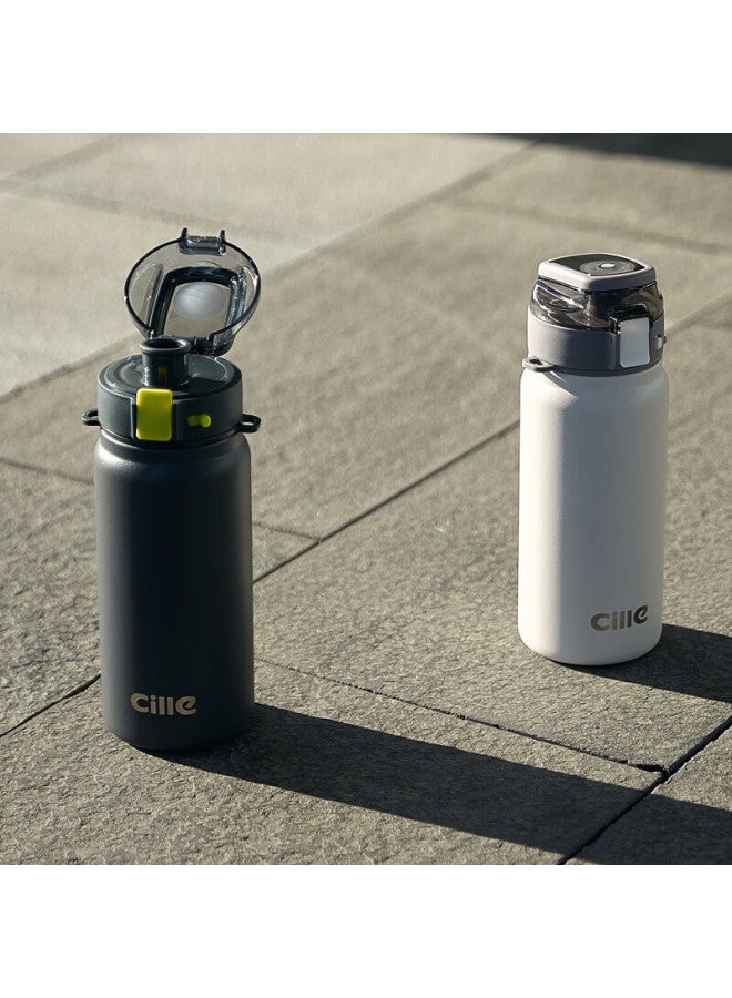 cille Xile Insulated Mug, 316 Stainless Steel, Stylish Design, For Men And Women, Outdoor Fitness Sports, Dual-use Spring Lid, Snowball White, 600ml - Image 4