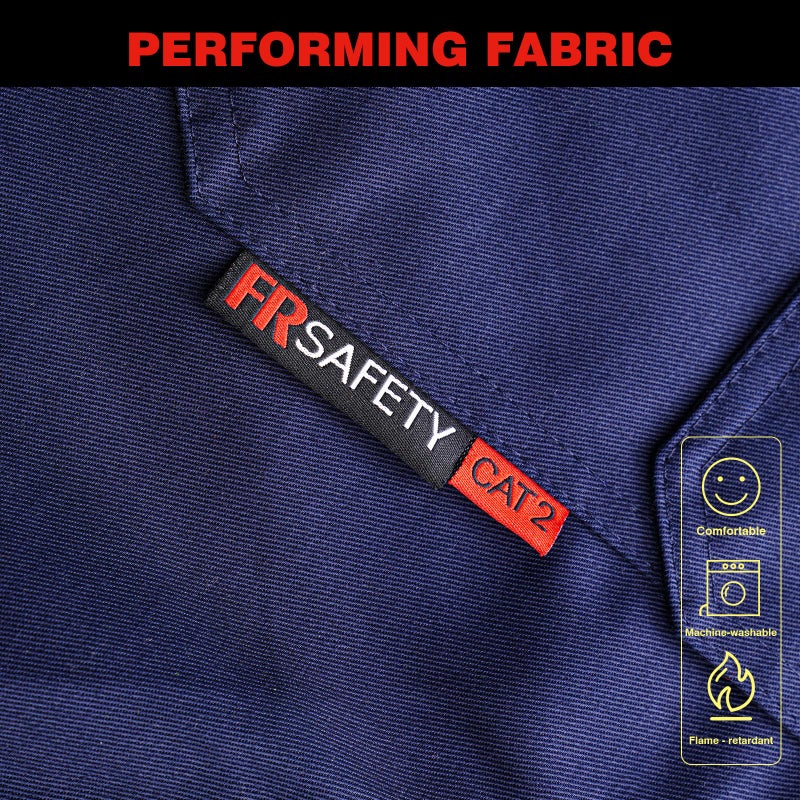 DPSAFETY FR Shirt 7oz Fire Resistant Shirts Men's,CAT2 Welding Shirt 100% Cotton Flame Resistant Shirts Navy (2X-Large) - Image 4