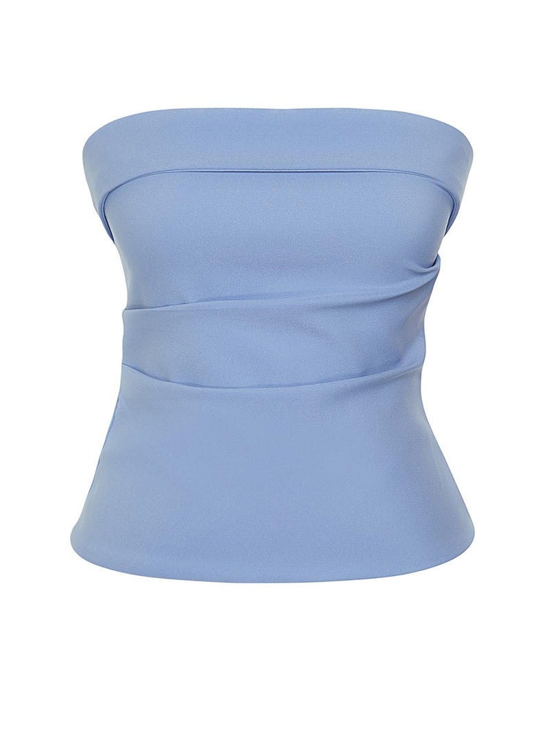 trendyol Light Blue Strapless Draped Blouse - TWOSS24BZ00348 - Image 5