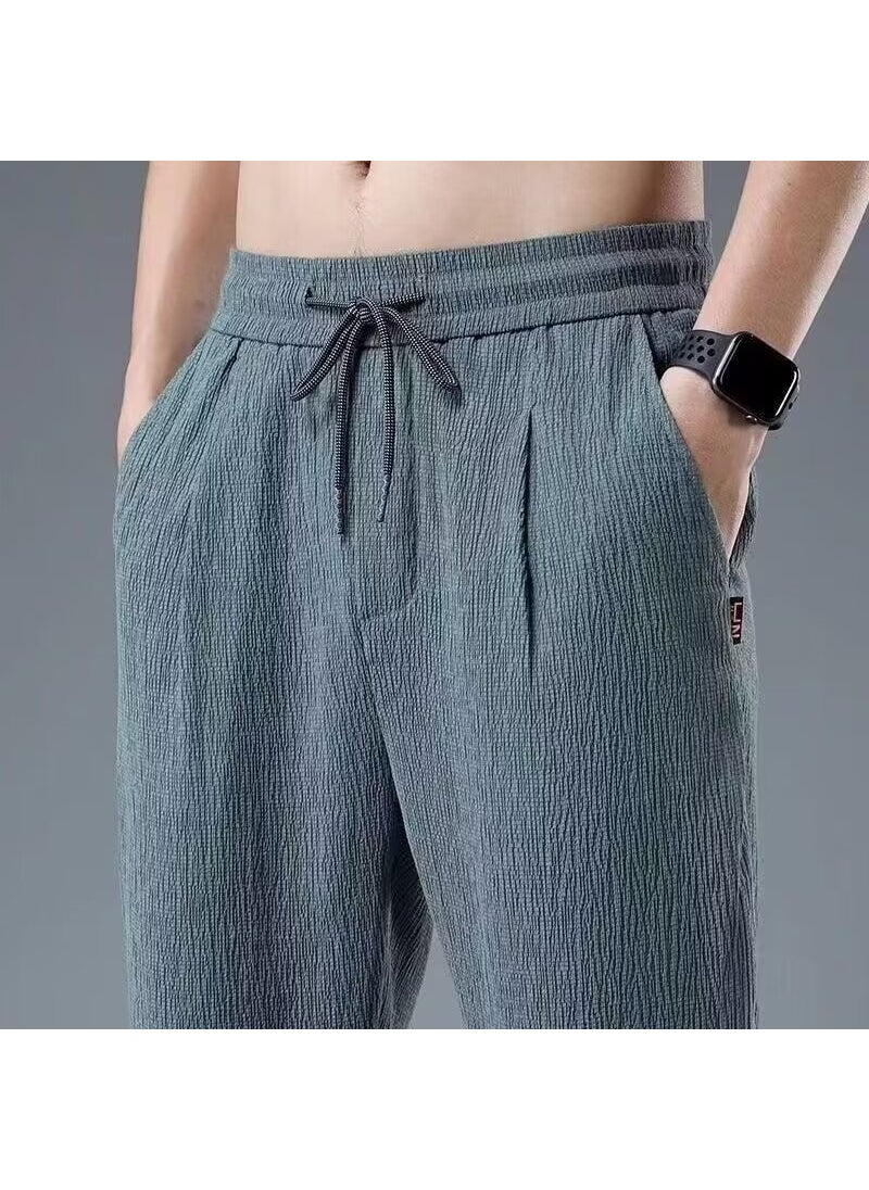 Generic - Mens Summer Ultra-Thin Linen Casual Pants Green - Image 1