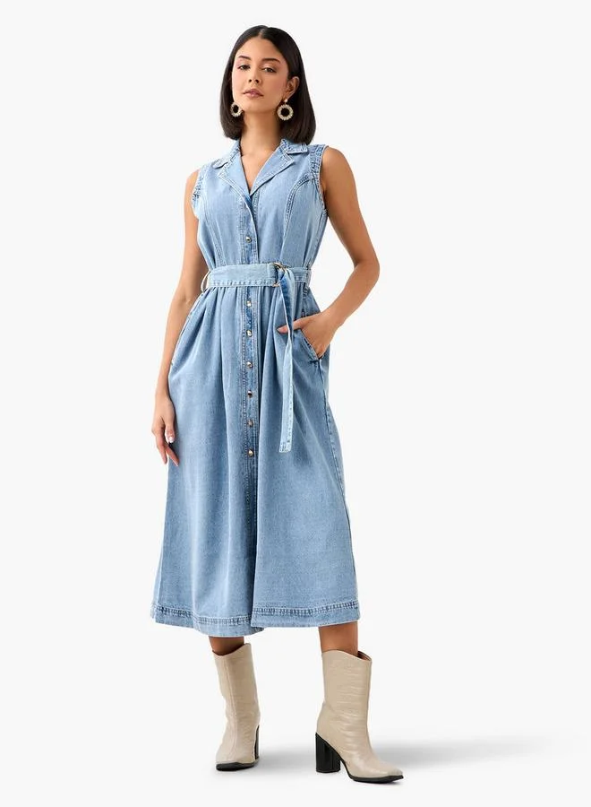 Splash FAV Denim Party Resort Shirt Dress With Belt