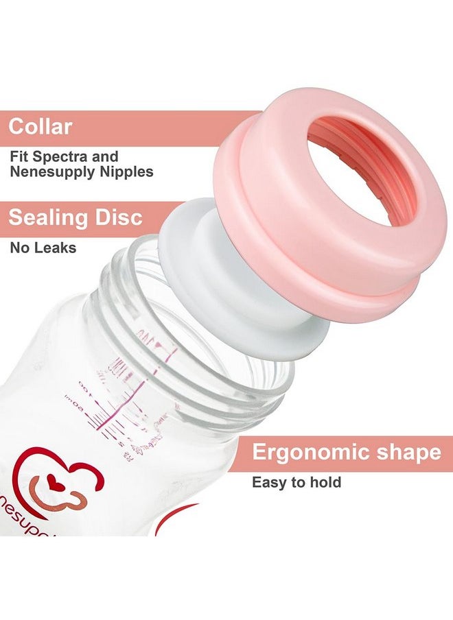 NENESUPPLY Nenesupply Storage Bottles Collection Bottles for Spectra S1 S2 Motif Luna Breast Pumps 6 pc 4.7oz 140ml with Collar and Sealing Disc. Breastmilk Storage Replace Spectra Bottles Wide-Mouth Bottles  - Image 2