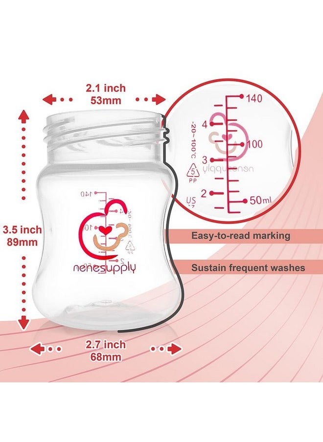 NENESUPPLY Nenesupply Storage Bottles Collection Bottles for Spectra S1 S2 Motif Luna Breast Pumps 6 pc 4.7oz 140ml with Collar and Sealing Disc. Breastmilk Storage Replace Spectra Bottles Wide-Mouth Bottles  - Image 3