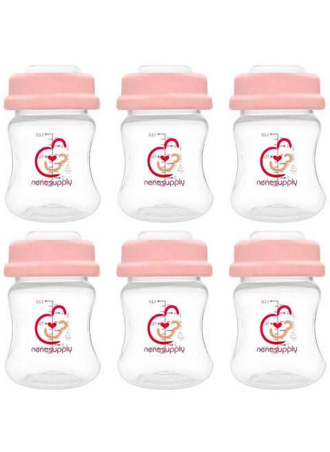 Nenesupply Storage Bottles Collection Bottles for Spectra S1 S2 Motif Luna Breast Pumps 6 pc 4.7oz 140ml with Collar and Sealing Disc. Breastmilk Storage Replace Spectra Bottles Wide-Mouth Bottles