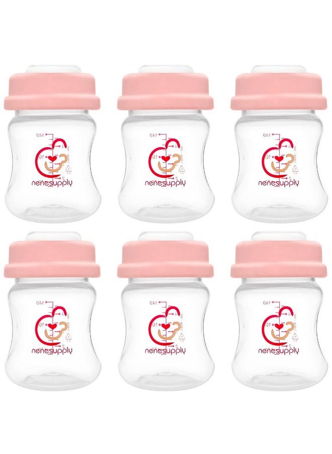NENESUPPLY Nenesupply Storage Bottles Collection Bottles for Spectra S1 S2 Motif Luna Breast Pumps 6 pc 4.7oz 140ml with Collar and Sealing Disc. Breastmilk Storage Replace Spectra Bottles Wide-Mouth Bottles  - Image 1