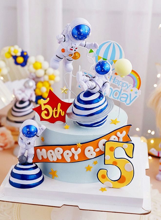 GROIC 3Pcs Astronaut Figurines Cake Topper Outer Spaceman Action Figure Statue, Cake Decorations Miniature Astronaut Toys Spaceman Desktop Ornaments - Image 2