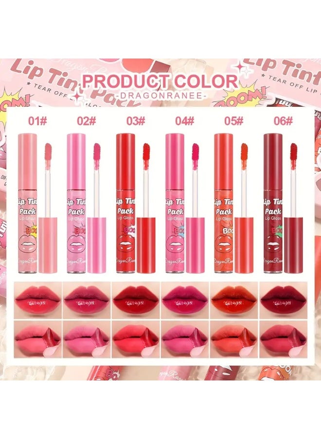 Dragon Ranee مجموعة تلوين الشفاه المخملية غير اللامعة بـ 6 ألوان - تدوم طويلاً، مقاومة للماء، غير متسربة، سهلة الحمل ومناسبة للحفلات - Image 2