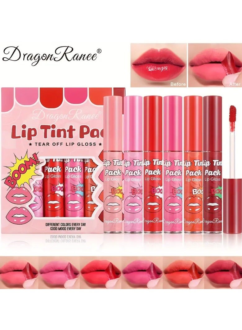 Dragon Ranee مجموعة تلوين الشفاه المخملية غير اللامعة بـ 6 ألوان - تدوم طويلاً، مقاومة للماء، غير متسربة، سهلة الحمل ومناسبة للحفلات - Image 1