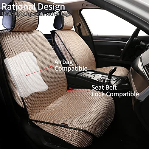 Auto Newer 2PCS Luxury Breathable Car Seat Cover,Front Car Seat Protector, Fit Four Seasons of Universal Automotive Vehicle Cushion Cover, Compatible with 90% Cars,SUV,Trucks (Gold Beige,Front Seats) - Image 3