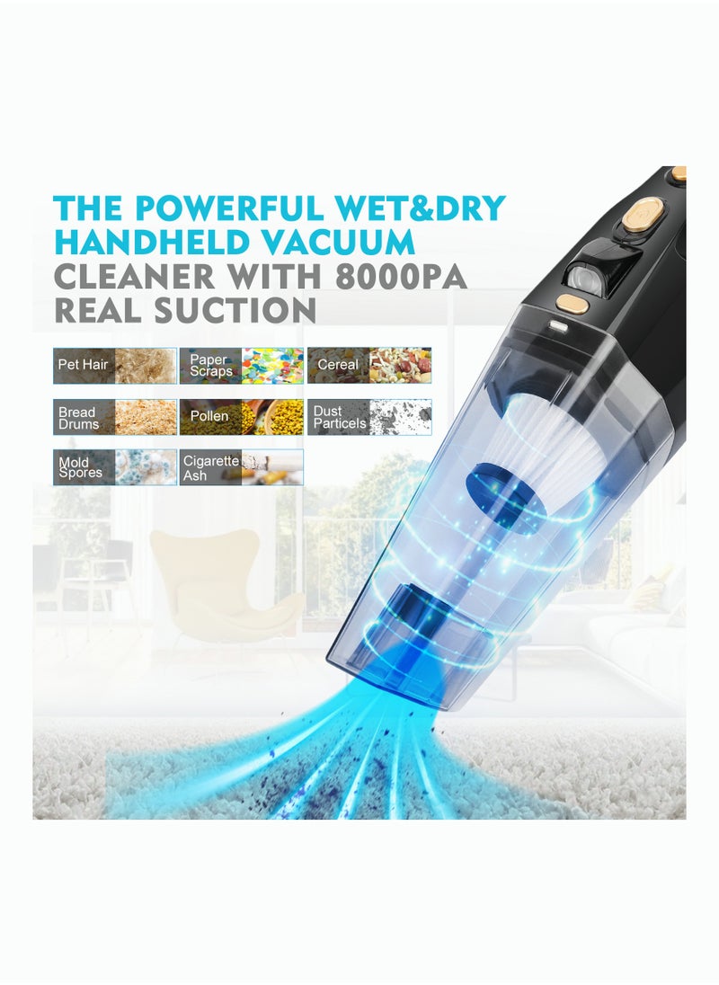 AccLoo - Cordless Car Vacuum Cleaner 8000Pa Strong Cyclone Suction Household Handheld Wireless Mini Vacuum Cleaners Rechargeable Hoover for Home Cars and Pet - Image 1