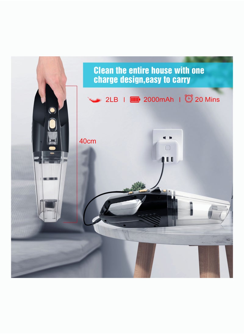 AccLoo - Cordless Car Vacuum Cleaner 8000Pa Strong Cyclone Suction Household Handheld Wireless Mini Vacuum Cleaners Rechargeable Hoover for Home Cars and Pet - Image 1