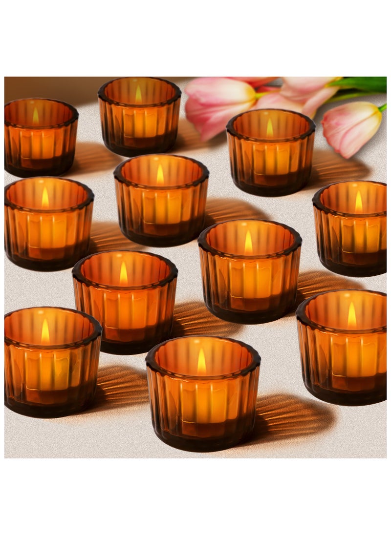 12 Pack Amber Glass Votive Candle Holders, Thick Ribbed Glass Tealight Holders for Weddings, Home Décor, Parties, Spa, Table Centerpieces - pzsku/Z576C4CA586AAFA6DD6E1Z/45/_/1739012479/85acd5e1-7e0b-4143-be27-0be4224e8959