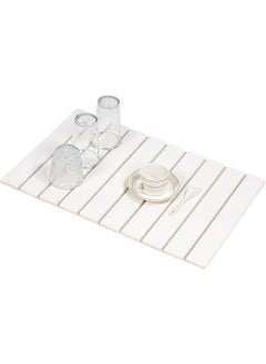 LENND Stone Drying Mat for Kitchen Counter, Large Stone Dish Drying Mat Foldable, Absorbent Diatomaceous Earth Bath Mat Quick Dry for Kitchen Dishes Bottles Cups Bathroom Any Countertop  - Image 1
