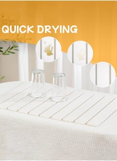 LENND Stone Drying Mat for Kitchen Counter, Large Stone Dish Drying Mat Foldable, Absorbent Diatomaceous Earth Bath Mat Quick Dry for Kitchen Dishes Bottles Cups Bathroom Any Countertop  - Image 2