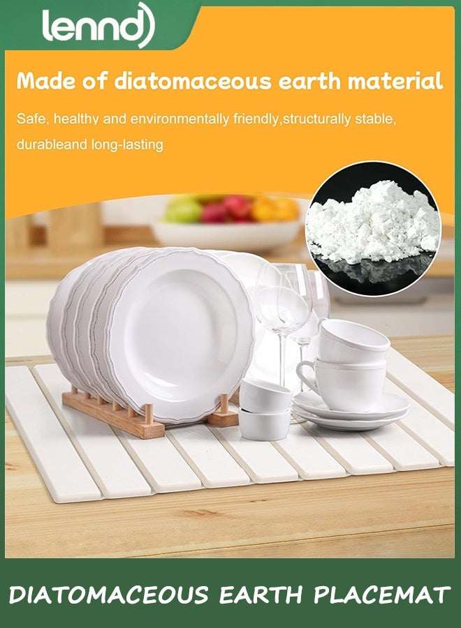 LENND Stone Drying Mat for Kitchen Counter, Large Stone Dish Drying Mat Foldable, Absorbent Diatomaceous Earth Bath Mat Quick Dry for Kitchen Dishes Bottles Cups Bathroom Any Countertop - Image 4