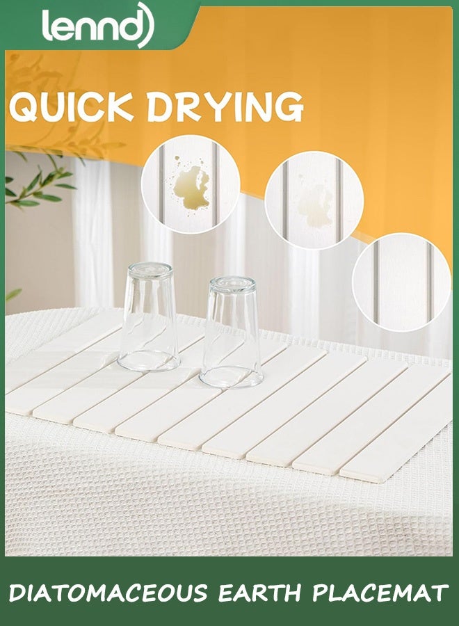 LENND Stone Drying Mat for Kitchen Counter, Large Stone Dish Drying Mat Foldable, Absorbent Diatomaceous Earth Bath Mat Quick Dry for Kitchen Dishes Bottles Cups Bathroom Any Countertop - Image 3