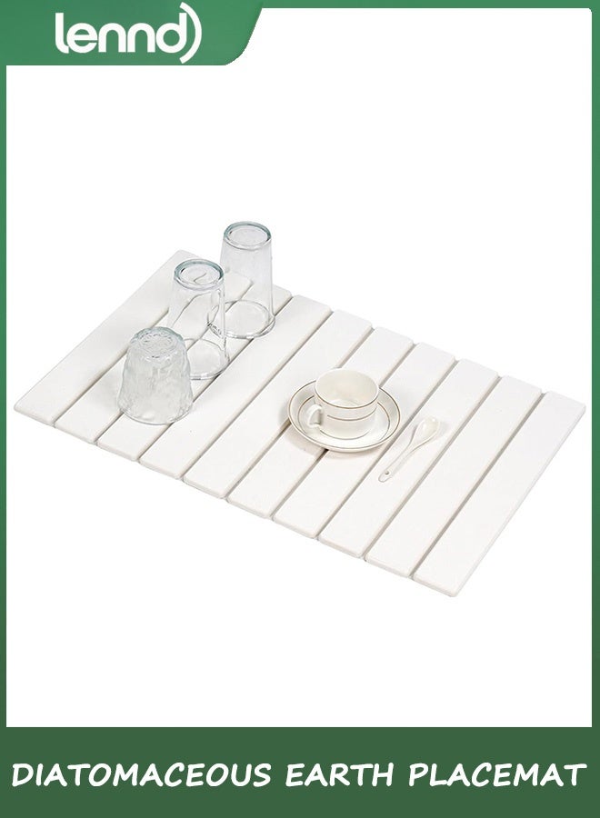 LENND Stone Drying Mat for Kitchen Counter, Large Stone Dish Drying Mat Foldable, Absorbent Diatomaceous Earth Bath Mat Quick Dry for Kitchen Dishes Bottles Cups Bathroom Any Countertop - Image 2