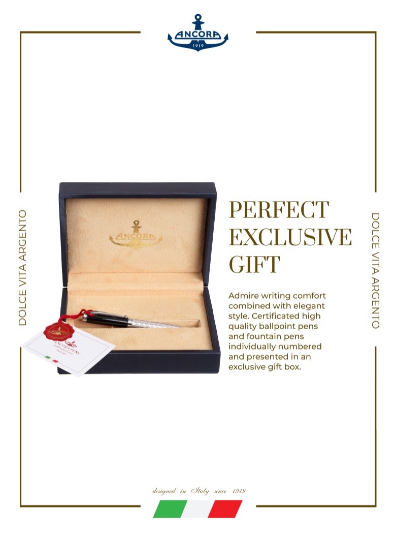 أنكورا قلم دولشي فيتا أرجينتو ١٩١٩ إصدار محدود – قابل لإعادة التعبئة – قلم فاخر محفور مع علبة جلد – هدية للرجال والنساء – حبر أزرق - Image 4