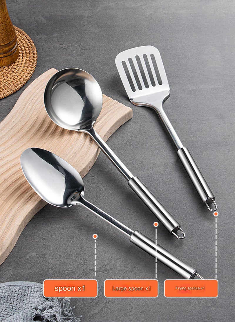 Sharpdo 15-Piece Stainless Steel Cookware Sets with Spoon X1, Large Spoon X1, Frying Spatula X1, Suitable for Various Stoves - Image 5