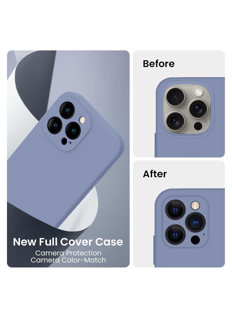 Raxoom Designed for iPhone 15 Pro Max Case, Silicone Upgraded [Camera Protection] for iPhone 15 ProMax Case with [2 Screen Protectors], Anti-Scratch Microfiber Lining, 6.7 inch, Lavender Gray - Image 3