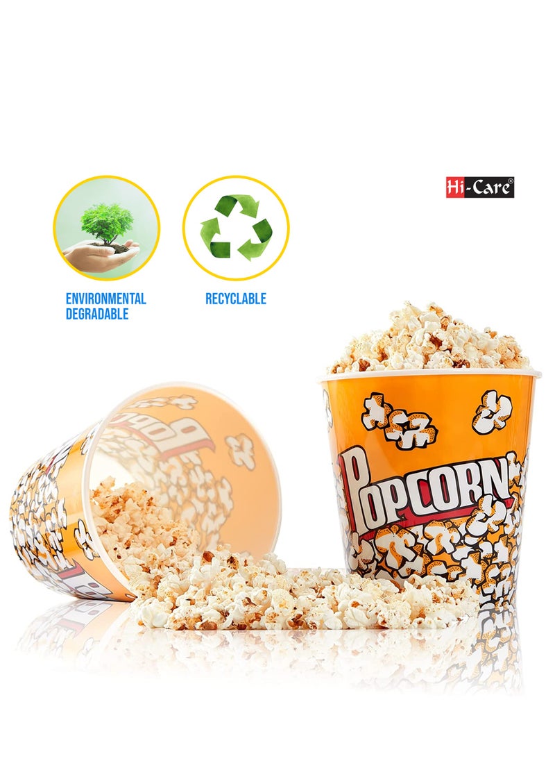 Hi Care - (Pack of 50 Pcs) Pop Corn Cup 32 Onz Disposable Leak-Free Stackable Paper Popcorn Cups Buckets Boxes Containers for Kids Party, Birthday, Movie Theater, Party Supplies - Image 1