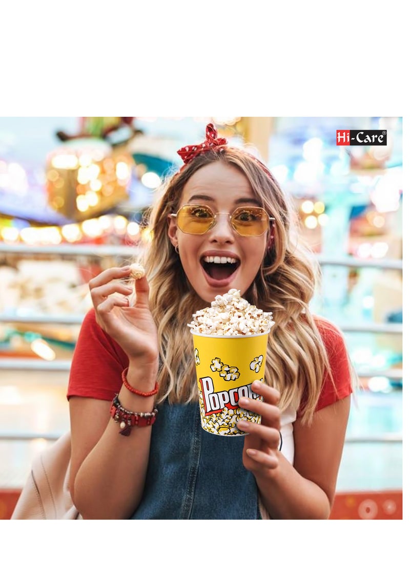 Hi Care - (Pack of 50 Pcs) Pop Corn Cup 32 Onz Disposable Leak-Free Stackable Paper Popcorn Cups Buckets Boxes Containers for Kids Party, Birthday, Movie Theater, Party Supplies - Image 1