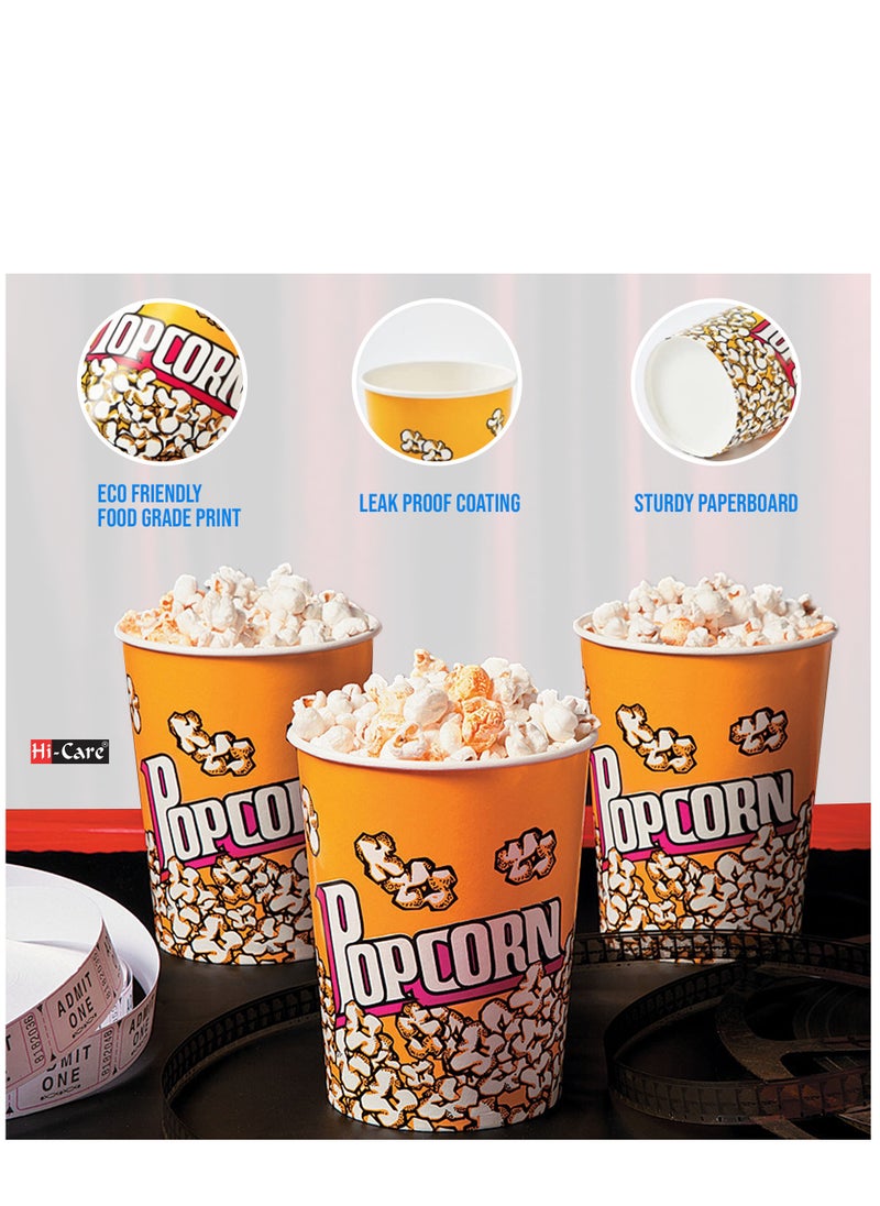 Hi Care - (Pack of 50 Pcs) Pop Corn Cup 32 Onz Disposable Leak-Free Stackable Paper Popcorn Cups Buckets Boxes Containers for Kids Party, Birthday, Movie Theater, Party Supplies - Image 1