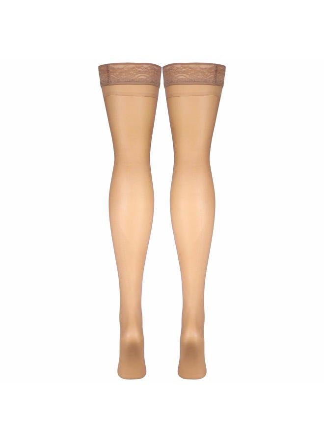 Truform Sheer Compression Stockings, 8-15 mmHg, Women's Thigh High Length, 20 Denier, Beige, Large - Image 2