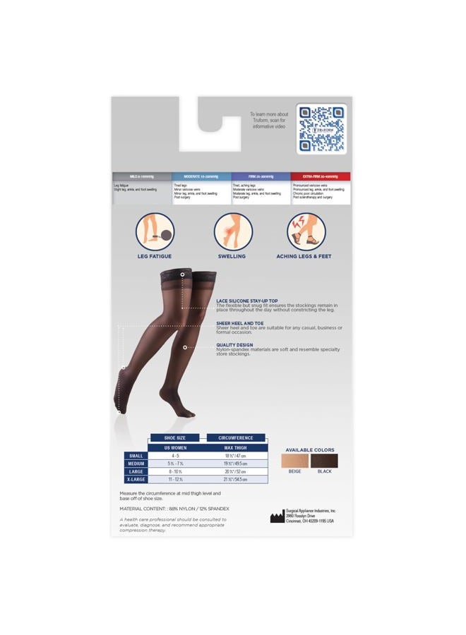 Truform Sheer Compression Stockings, 8-15 mmHg, Women's Thigh High Length, 20 Denier, Beige, Large - Image 4