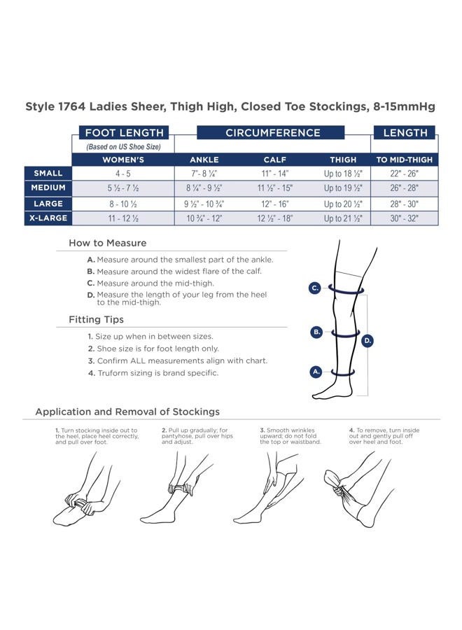 Truform Sheer Compression Stockings, 8-15 mmHg, Women's Thigh High Length, 20 Denier, Beige, Large - Image 5