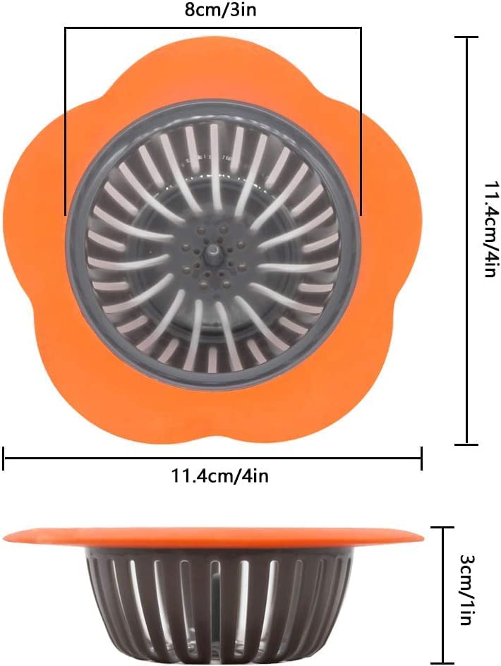 DPT ENTERPRISES Kitchen Sink Strainer Drain Protector, Flower Shape Silicone Hair Catcher for Bathroom, Shower, Bathtub & Hand Sink - Durable, Reusable, Anti-Clogging Drain Filter (Orange, Pack of 2) - Image 2