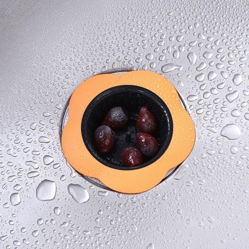 DPT ENTERPRISES Kitchen Sink Strainer Drain Protector, Flower Shape Silicone Hair Catcher for Bathroom, Shower, Bathtub & Hand Sink - Durable, Reusable, Anti-Clogging Drain Filter (Orange, Pack of 2) - Image 4