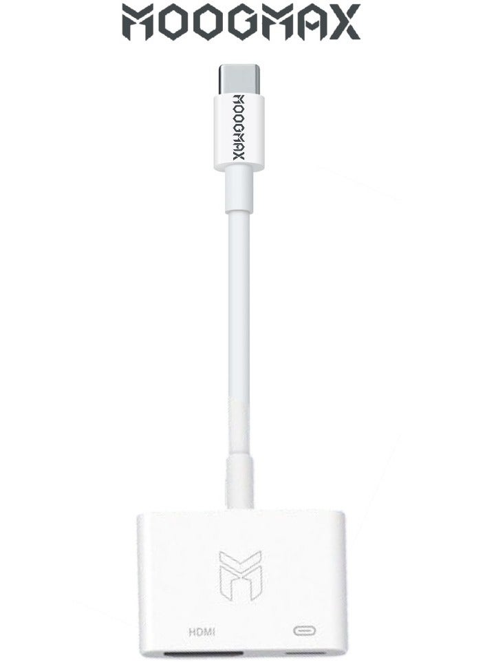 MOOGMAX HDMI to type c adapter 4K. type c to hdmi adapter supports charging while connected. Easy-to-use otg type c HD adapter. Type C adapter for iPhone/Samsung/Huawei/Honor.... and more supported devices. - Image 1