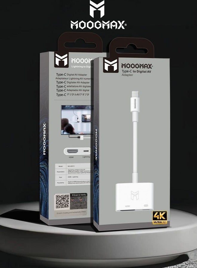 MOOGMAX HDMI to type c adapter 4K. type c to hdmi adapter supports charging while connected. Easy-to-use otg type c HD adapter. Type C adapter for iPhone/Samsung/Huawei/Honor.... and more supported devices. - Image 2