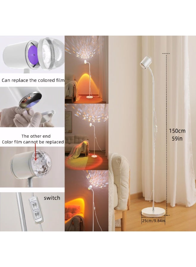 Arabest Long lamp and LED floor lamp,Sunset Lamp 360° Rotating LED Project Light 3D Ocean Wave Night Light Multicolor Floor Lamp for living room with 8 Color Changing Modes, bedroom lamp, room light - Image 3