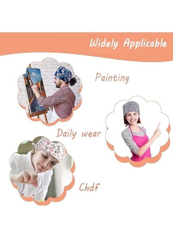 OMEVE 2Pcs Adjustable Working Cap with Lace up Elastic Bouffant Hats Head Scarf with Sweatband (Pink+Blue) - Image 5