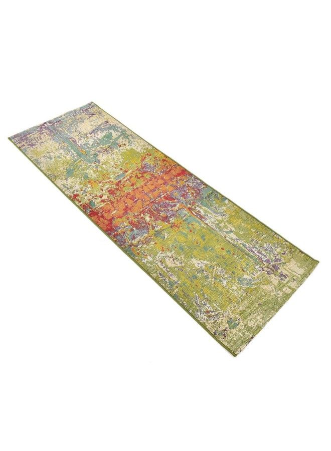 Unique Loom Outdoor Modern Collection Area Rug Crumpled (2' X 6' 1" Runner Multi Gold) - Image 3