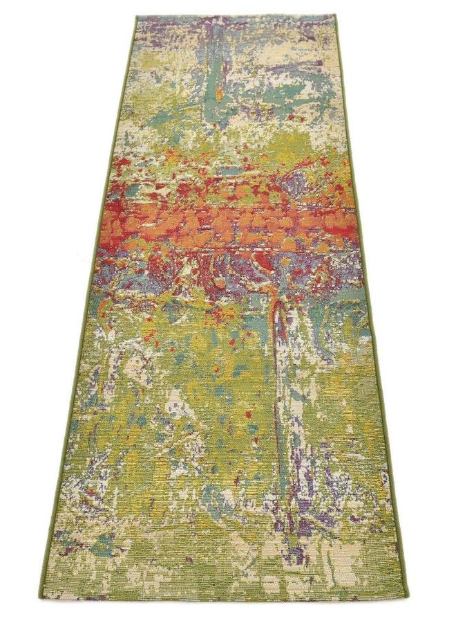 Unique Loom Outdoor Modern Collection Area Rug Crumpled (2' X 6' 1" Runner Multi Gold) - Image 4