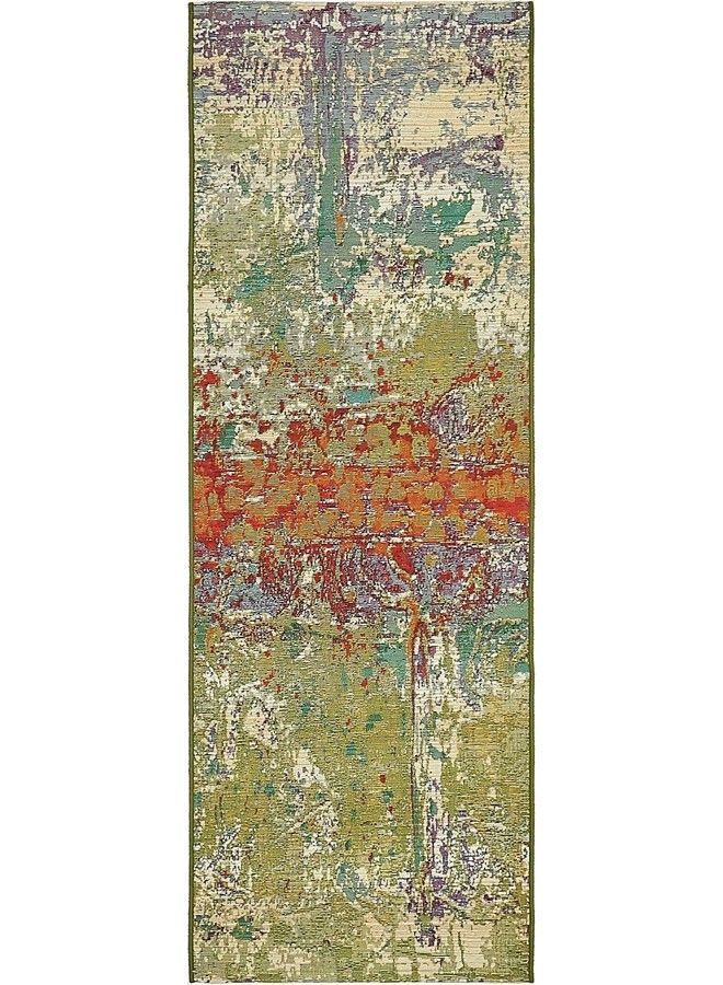 Unique Loom Outdoor Modern Collection Area Rug Crumpled (2' X 6' 1" Runner Multi Gold) - Image 2