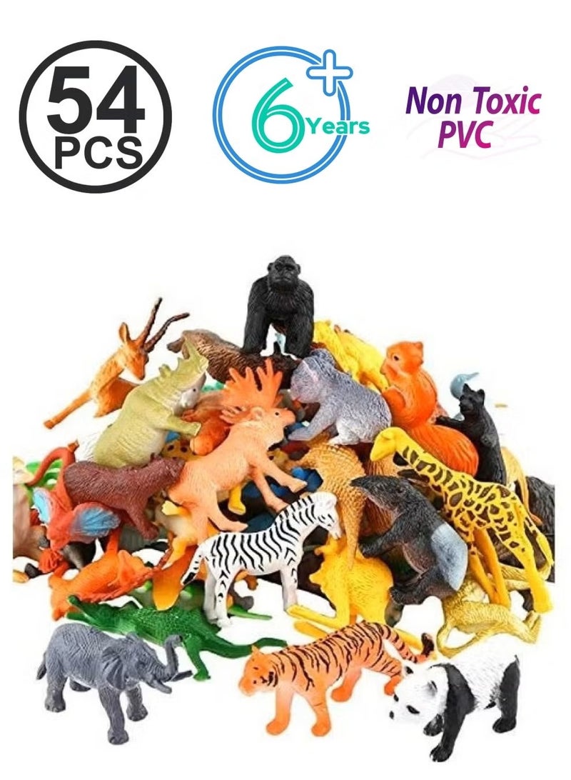 54-Piece Mini Jungle Animals Toys Set 1.9X9.7X4.3inch - Image 1