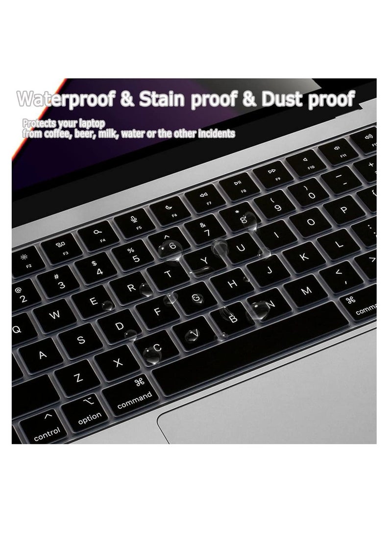 Silicone Keyboard Skin Compatible for MacBook Air 15 M2 A2941/M3 A3114/M4 A3241,MacBook Air 13.6 inch M2 A2681/M3 A3113/M4 A3240,  MacBook Pro 14/16 inch M4 M3 M2 / M1 Pro/Max Chip A3112/A3185/A3401/A2779/A2442/A3403/A3186/A2991/A2780/A2485(US Layout) - Image 3