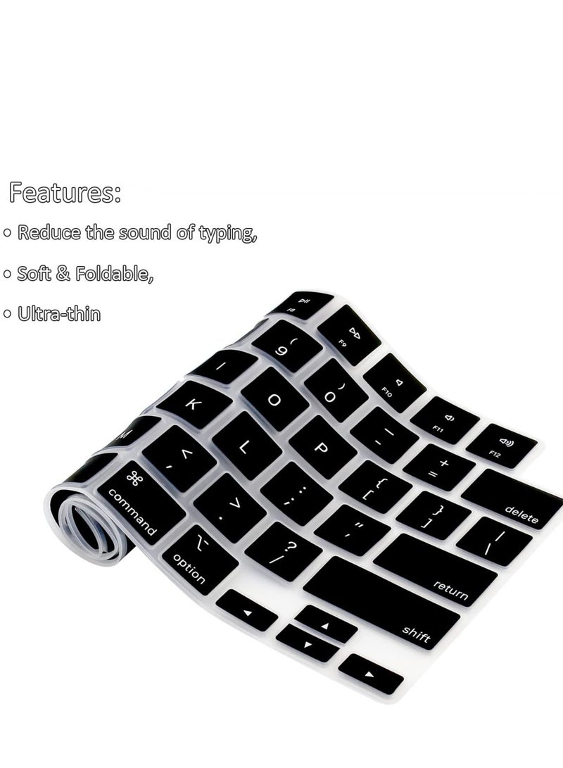 Silicone Keyboard Skin Compatible for MacBook Air 15 M2 A2941/M3 A3114/M4 A3241,MacBook Air 13.6 inch M2 A2681/M3 A3113/M4 A3240,  MacBook Pro 14/16 inch M4 M3 M2 / M1 Pro/Max Chip A3112/A3185/A3401/A2779/A2442/A3403/A3186/A2991/A2780/A2485(US Layout) - Image 2