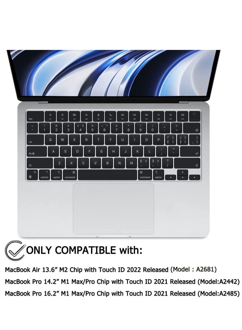 Silicone Keyboard Skin Compatible for MacBook Air 15 M2 A2941/M3 A3114/M4 A3241,MacBook Air 13.6 inch M2 A2681/M3 A3113/M4 A3240,  MacBook Pro 14/16 inch M4 M3 M2 / M1 Pro/Max Chip A3112/A3185/A3401/A2779/A2442/A3403/A3186/A2991/A2780/A2485(US Layout) - Image 4